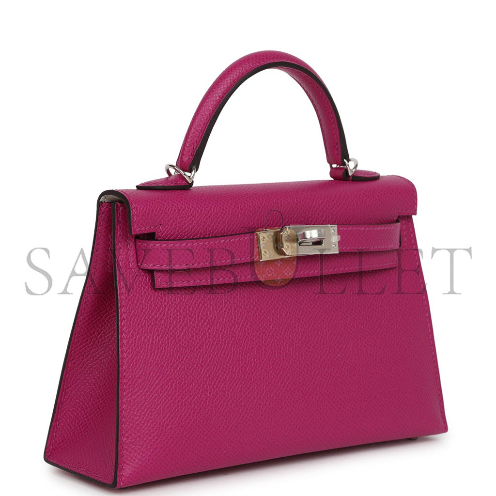 HERMÈS MASTER KELLY SELLIER 20 ROSE POURPRE VERSO EPSOM PALLADIUM HARDWARE (19*12*5.5cm)